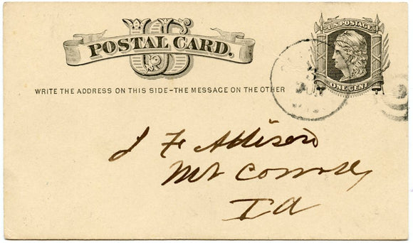 U. S. Postal Card One Cent - Carey's Emporium