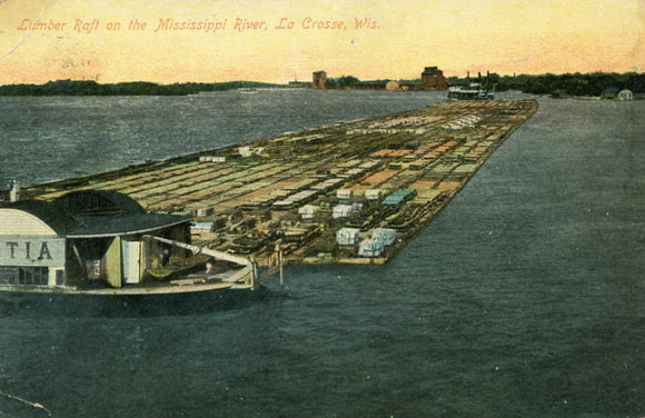Lumber Raft on the Mississippi River, La Crosse, WI - Carey's Emporium