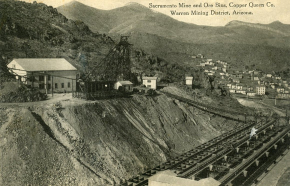 Sacramento Mine and Ore Bins, Copper Queen Co., Warren Mining District, AZ - Carey's Emporium