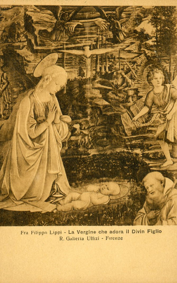 Fra Filippo Lippi, La Vergine che adora il Divin Figlio, R. Galieria Uffizi, Firenze - Carey's Emporium