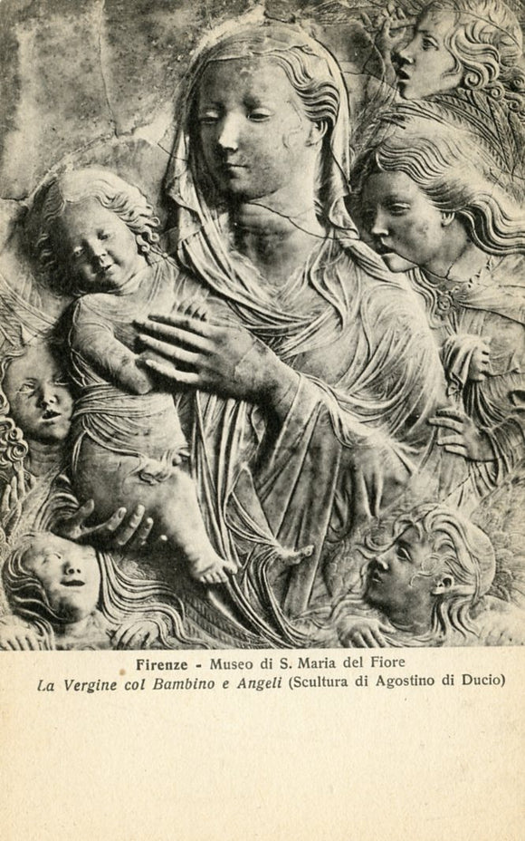 Museo di S. Maria del Fiore, La Vergine col Bambino e Angeli (Scultura di Agostino di Ducio), Firenze - Carey's Emporium