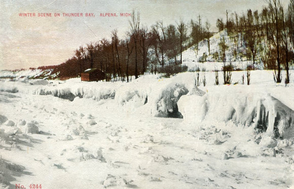 Winter Scene on Thunder Bay, Alpena, MI - Carey's Emporium