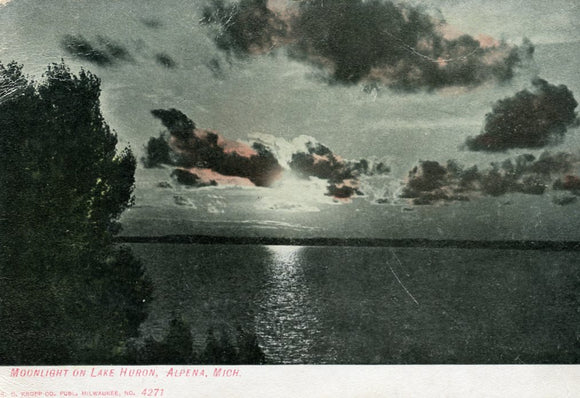 Moonlight on Lake Huron, Alpena, MI - Carey's Emporium