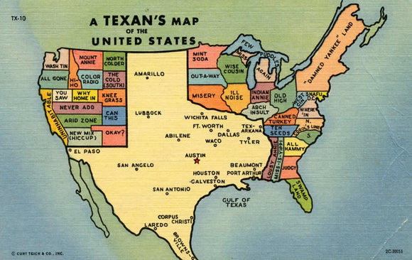 A Texan's Map of the United States - Carey's Emporium