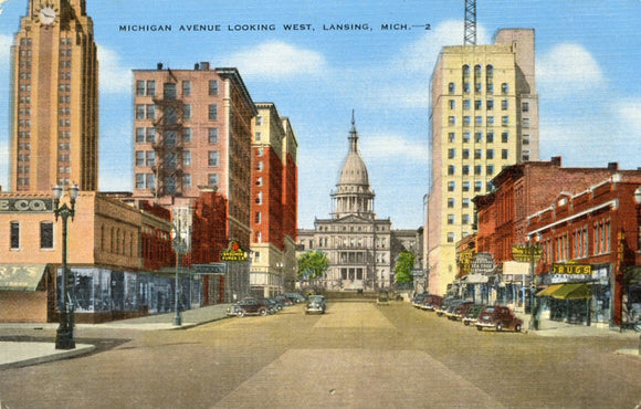 Michigan Avenue Looking West, Lansing, MI - Carey's Emporium