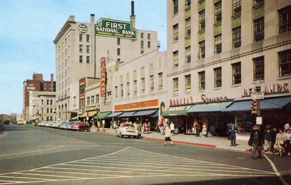 Capitol Square, Looking north on Pinckney St. at Main, Madison, WI