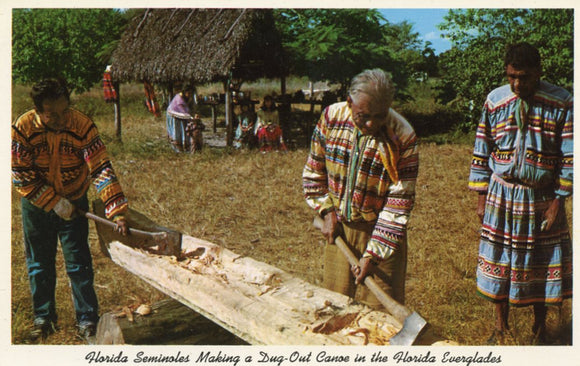 Florida Seminoles Making a Dug-Out Canoe in the Florida Everglades - Carey's Emporium