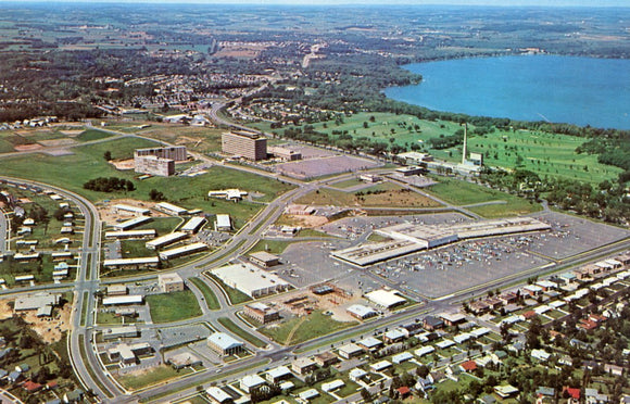 Air View, Hilldale Shopping Center, showing the State Office Building, Madison, WI - Carey's Emporium