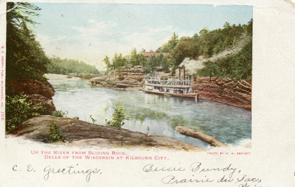 Up the River from Sliding Rock, Dells of the Wisconsin at Kilbourn City, WI - Carey's Emporium