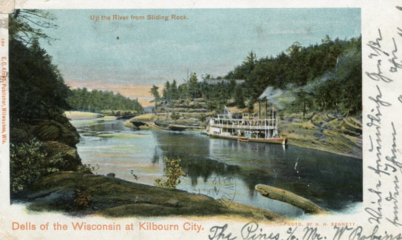 Up the River from Sliding Rock, Dells of the Wisconsin at Kilbourn City, WI - Carey's Emporium