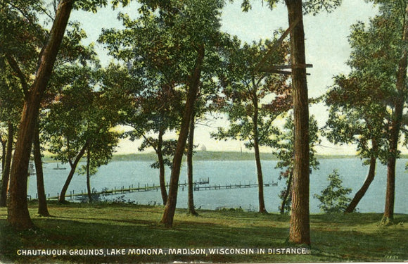 Chautauqua Grounds, Lake Monona,  Madison, WI in Distance - Carey's Emporium