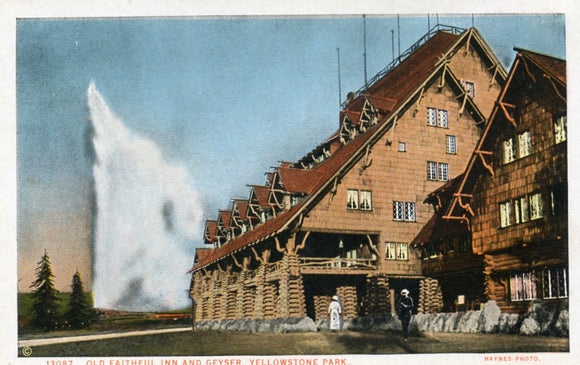 Old Faithful Inn and Geyser, Yellowstone Park - Carey's Emporium