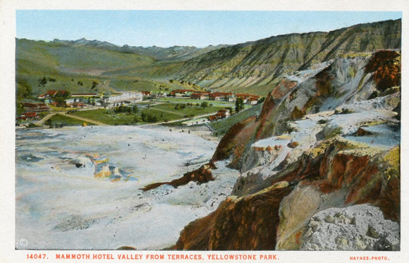Mammoth Hotel Valley from Terraces, Yellowstone Park - Carey's Emporium