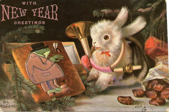 With New Year Greetings signed Fritz Hildebrand - Carey's Emporium