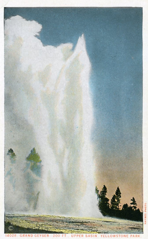 Grand Geyser, 200 ft., Upper Basin, Yellowstone Park-Carey's Emporium