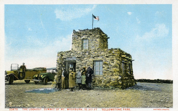 The Lookout, Summit of Mt. Washburn, 10,317 ft., Yellowstone Park-Carey's Emporium