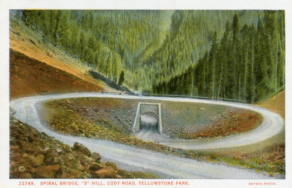 Spiral Bridge, S Hill, Cody Road, Yellowstone Park-Carey's Emporium