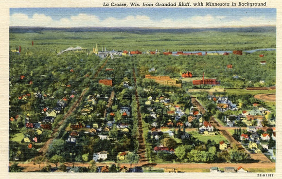 La Crosse, Wis. from Grandad Bluff, With Minnesota in Background-Careys Emporium