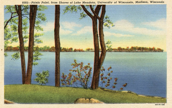 Picnic Point, from Shores of Lake Mendota, University of Wisconsin, Madison, WI-Careys Emporium