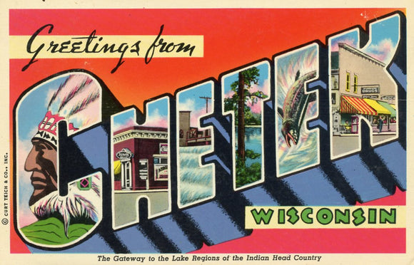 Greetings from Chetek, WI Large Letter-Careys Emporium