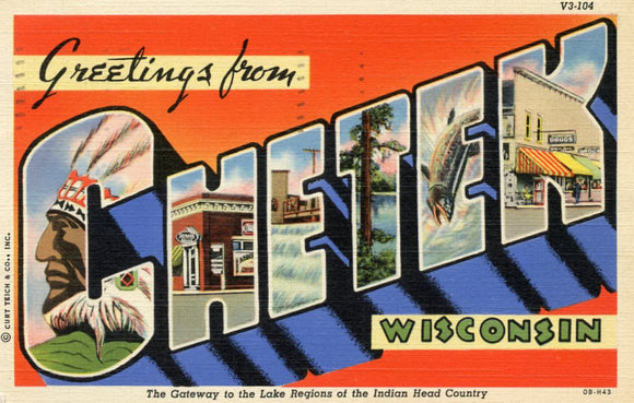 Greetings from Chetek, WI Large Letter-Careys Emporium