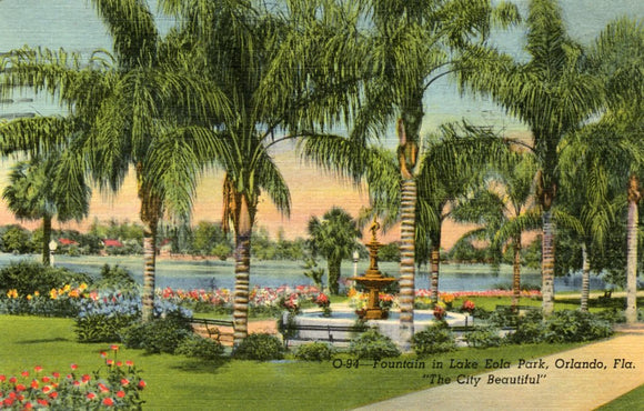 Fountain in Lake Eola Park, Orlando, FL-Carey's Emporium