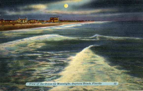 View of the Ocean by Moonlight, Daytona Beach, FL-Carey's Emporium