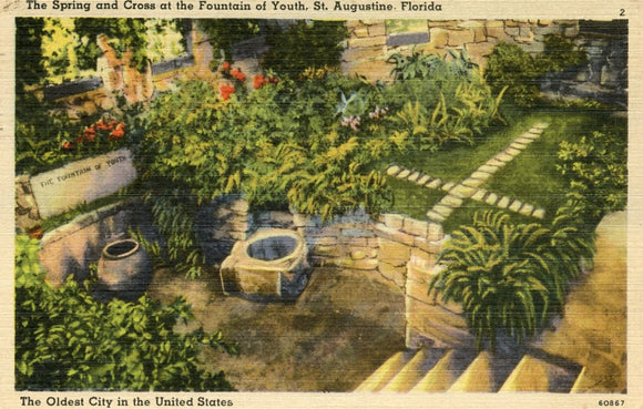 The Spring and Cross at the Fountain of Youth, St. Augustine, FL-Carey's Emporium