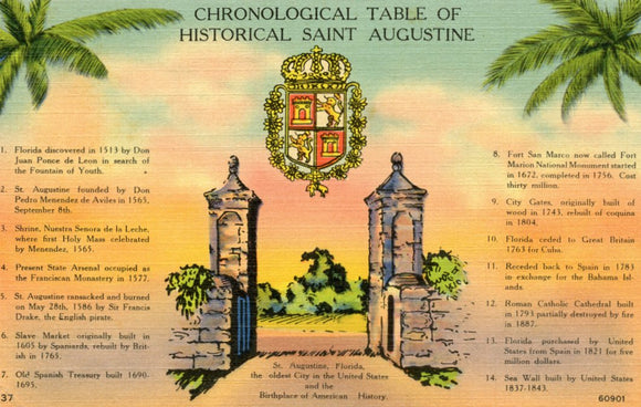 Chronological Table of Historical Saint Augustine, FL-Carey's Emporium