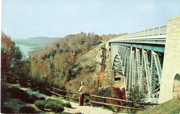 Cut River Bridge. Located on U. S. 2 Highway in Mackinac County, 24 Miles West of St. Ignace, MI-Carey's Emporium