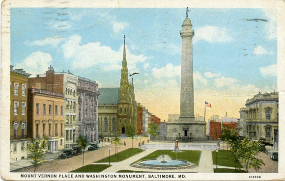Mount Vernon Place and Washington Monument, Baltimore, MD-[Carey's Emporium