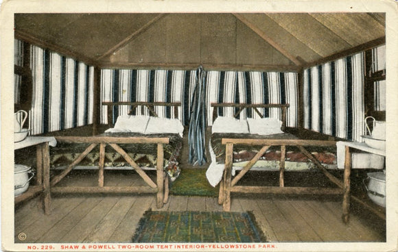 Shaw and Powell Two-Room Tent Interior, Yellowstone Park-[Carey's Emporium