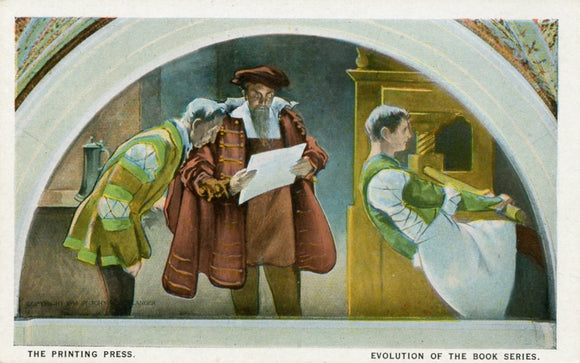 Printing Press, Evolution of the Book Series, Library of Congress Mural, Washington, DC-Carey's Emporium