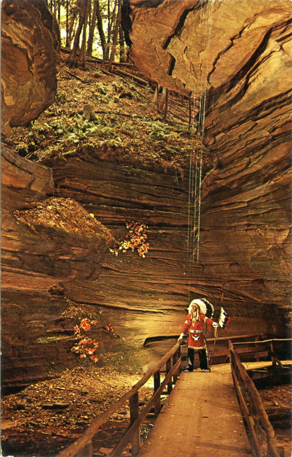 Witches Gulch, An Indian Brave adds Color to the Magnificent Scenery Found in Witches Gulch, Wisconsin Dells, WI-Carey's Emporium