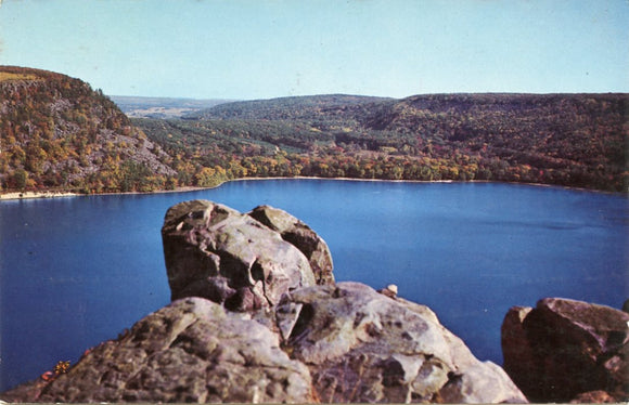View from Mountain showing Devil's Lake, Wisconsin State Park, near Baraboo, WI-Carey's Emporium