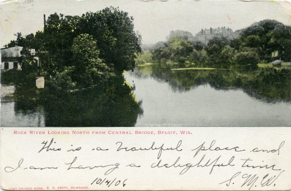 Rock River Looking North from Central Bridge, Beloit, WI-Carey's Emporium