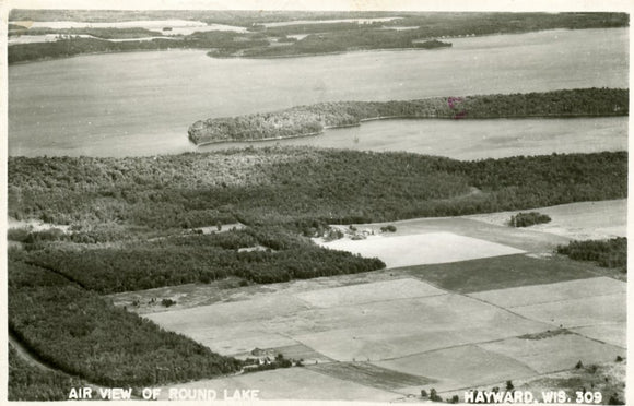 Air View of Round Lake, Hayward, WI-Carey's Emporium