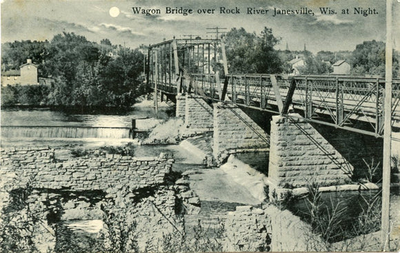 Wagon Bridge over Rock River, Janesville, WI-Carey's Emporium