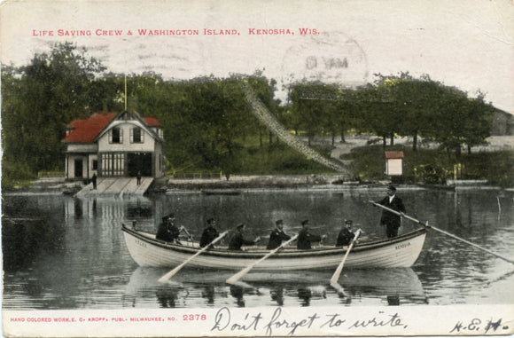 Life Saving Crew and Washington Island, Kenosha, WI-Carey's Emporium