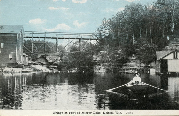 Bridge at Foot of Mirror Lake, Delton, WI-Carey's Emporium