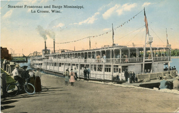 Steamboat Frontenac and Barge Mississippi, La Crosse, WI-Carey's Emporium