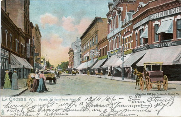 Fourth St. North from Pearl St., La Crosse, WI-Carey's Emporium