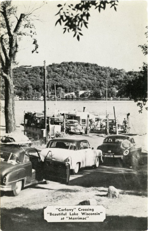 Carferry Crossing Beautiful Lake Wisconsin at Merrimac, WI-Carey's Emporium