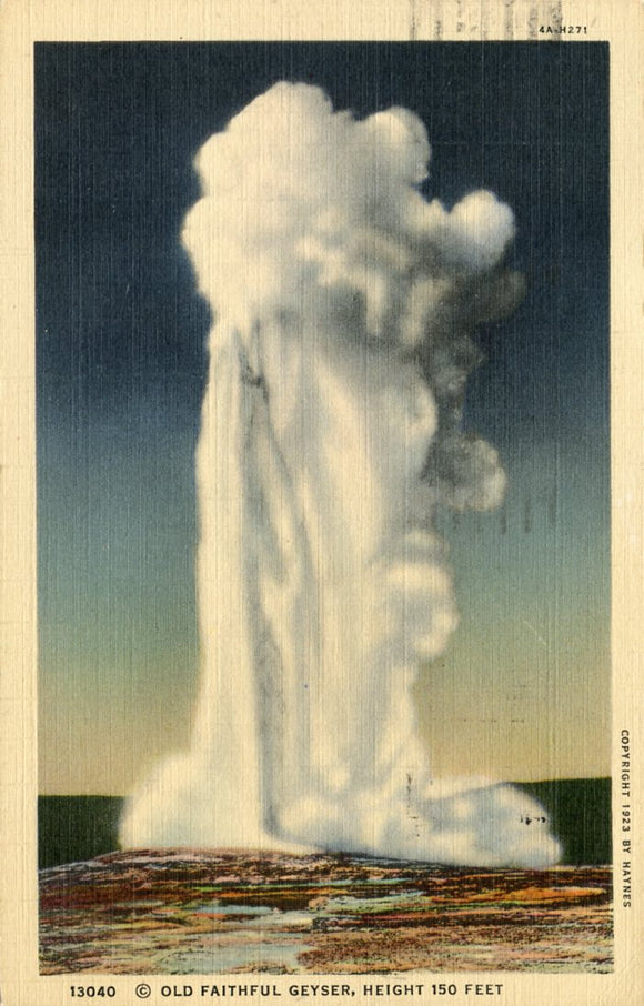Old Faithful Geyser, Height 150 Feet, Yellowstone National Park-Carey's Emporium