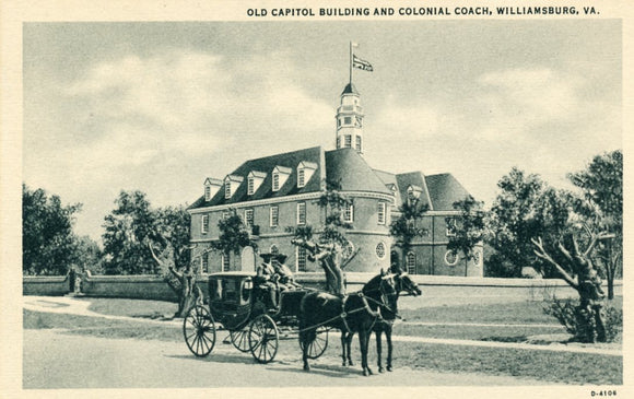Old Capitol Building and Colonial Coach, Williamsburg, VA-Carey's Emporium