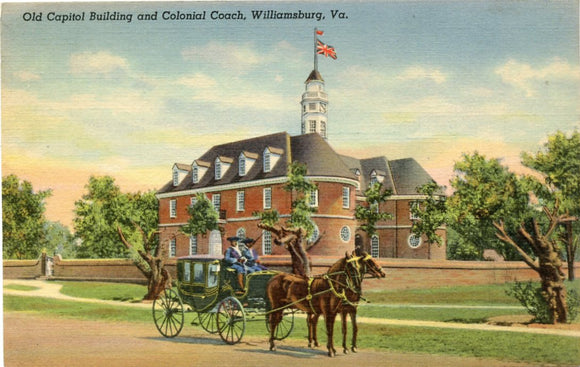 Old Capitol Building and Colonial Coach, Williamsburg, VA-Carey's Emporium