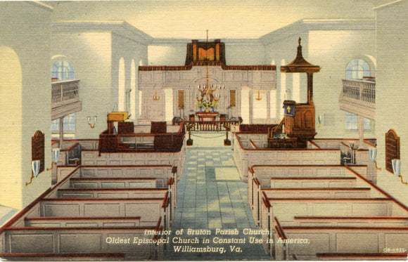 Interior of Bruton Parish Church, Oldest Episcopal Church in Continuous Use in America, Williamsburg, VA-Carey's Emporium