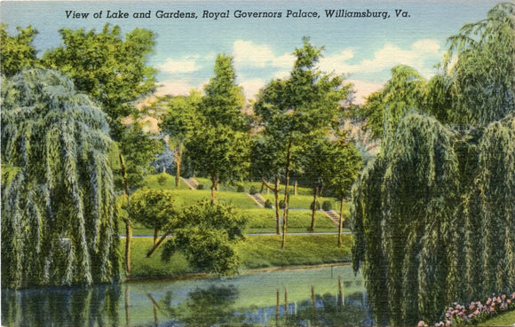 View of Lake and Gardens, Royal Governors Palace, Williamsburg, VA-Carey's Emporium