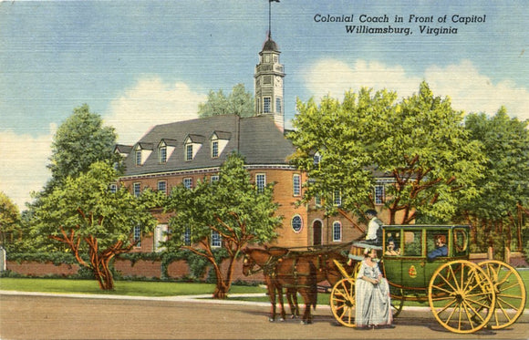 Colonial Coach in Front of Capitol, Williamsburg, VA-Carey's Emporium