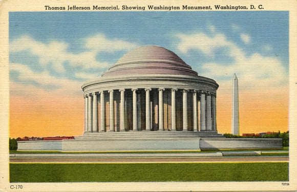 Thomas Jefferson Memorial, Showing Washington Monument, Washington, DC-Carey's Emporium